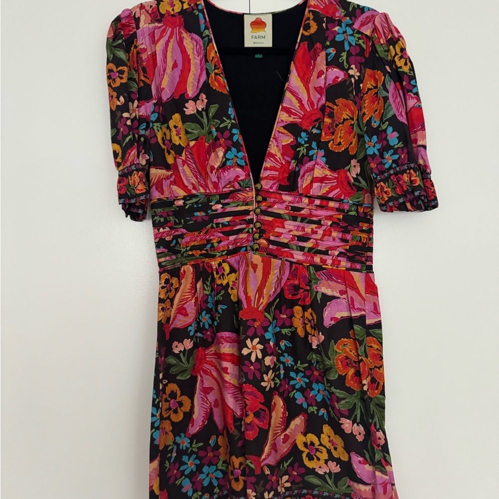 Farm Rio Floral V-Neck Dress - Multicolor